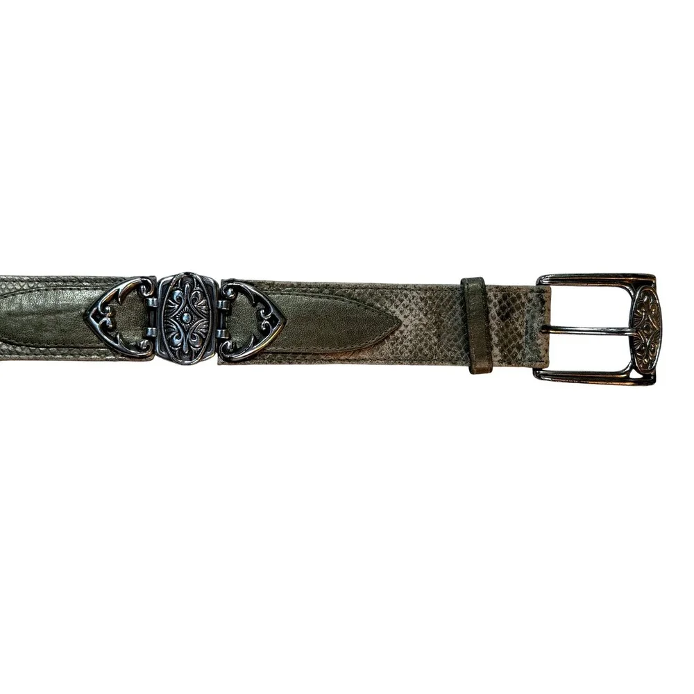 Vintage‎ Western Concho Belt Women S/M Silver Filigree Buckle Snakeskin Boho
